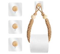 Anruyi Rope Toilet Roll Holder, Wall Mounting Toilet Paper Holder Jute Rope Paper Holder Rope Towel Paper Hanger Self-adhesive Rope Toilet Roll Holder Nautical Rope Paper Holder Bathroom Accessories