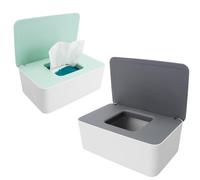 Anruyi Wipes Dispenser, 2Pcs Wet Wipes Storage Box with Lid Plastic Dustproof Tissue Storage Box Case for Toilet Bathroom Kitchen and Office