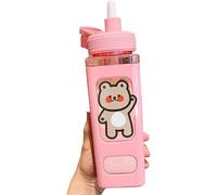 ANSAIR Kawaii Bear Water Bottle With Sport Plastic Portable Square Drinking Bottle For Girl, white (Color : Pink, Size : 900ml)