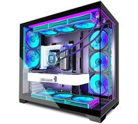 ANSAITE ATX PC Case Pre-Installed 9 × 120mm PWM ARGB Fan,Mid Tower Computer Case with Full-View Dual Tempered Glass, Gaming PC Case With Type-C,420mm Radiator Support,Black,K9