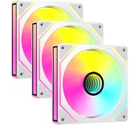ANSAITE CPU Fans X3,120mm PC Case Fans,Forward Cooler Computer Fan with 5V 3-PIN,Daisy-Chain, Infinity Mirror Lighting Low Noise,White Reverse Fans 3-Pack