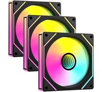 ANSAITE CPU Fans X3,120mm PC Case Fans,Forward Cooler Computer Fan with 5V 3-PIN,Daisy-Chain, Infinity Mirror Lighting Low Noise,Black Forward Fans 3-Pack