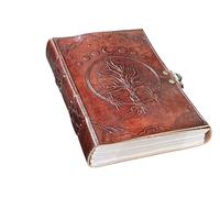 ANSAR HANDICRAFTS Blank Spell Book of Shadows Brown Leather Journal - Tree of Life & Moon Phases | Vintage Grimoire, Spell Book, Sketchbook, Writing Notebook, Wiccan Pagan Gift