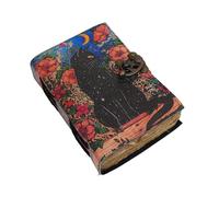 ANSAR HANDICRAFTS Blank Spell Book of Shadows Grimoire Journal Magic Cat Printed Witchcraft Supplies Witch Wiccan Notebook Handmade Vintage Deckle Paper Leather Sketchbook, Great Gifts 7x5 inches