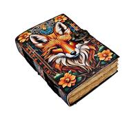 ANSAR HANDICRAFTS Book of Shadows Fox Print Grimoire Journal Witchcraft Supplies Witch Spell for Men & Women 200 Pages with Lock Clasp Vintage Handmade Deckle Edge Paper, Leather Sketchbook, Gifts