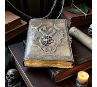 ANSAR HANDICRAFTS Dragon Leather Journal with Lock | Embossed Double Dragon Grimoire | Medieval Vintage Spell Book of Shadows | Gothic Notebook & Sketchbook