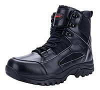 Ansbowey Hiking Boots Mens Womens Trekking Shoes Outdoor Army Combat Tactical Patrol Boots with Side YKK Zip for Unisex Adults black 11 UK