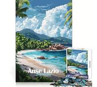 Anse Lazio Seychelles Beach 1000 Piece Jigsaw Puzzle for Adults Creative Craft Bright Detail Home Game Evening Game (38x26cm)