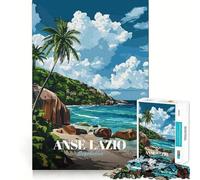 Anse Lazio Seychelles Tropical Beach 1000 Pieces Puzzles for Teenagers Calm Game Sharp Detail Fun Challenge Night Play (50x75cm)