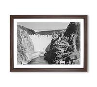 Ansel Adams Boulder Dam from Across The Colorado River Vol.2 Framed Print | A2 Walnut Framed Wall Art | Ready to Hang | Modern Landscape Picture | Living Room Bedroom Lounge Office