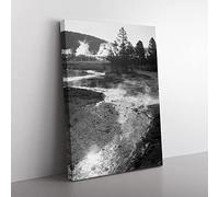Ansel Adams Central Geyser Basin, Yellowstone Vintage Photograph Canvas Wall Art Print Ready to Hang, Framed Picture for Living Room Bedroom Home Office Décor, 76x50 cm (30x20 Inch)