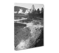 Ansel Adams Central Geyser Basin, Yellowstone Vintage Photograph Canvas Wall Art Print Ready to Hang, Framed Picture for Living Room Bedroom Home Office Décor, 20x14 Inch (50x35 cm)