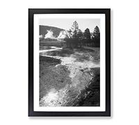 Ansel Adams Central Geyser Basin, Yellowstone Vintage Photograph Framed Wall Art Print, Ready to Hang Picture for Living Room Bedroom Home Office Décor, Black A3 (34 x 46 cm)