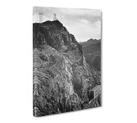 Ansel Adams Cliffs Above Boulder Dam Vintage Photograph Canvas Wall Art Print Ready to Hang, Framed Picture for Living Room Bedroom Home Office Décor, 20x14 Inch (50x35 cm)