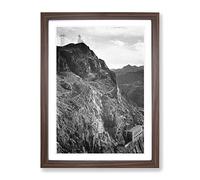 Ansel Adams Cliffs Above Boulder Dam Vintage Photograph Framed Wall Art Print, Ready to Hang Picture for Living Room Bedroom Home Office Décor, Walnut A4 (34 x 25 cm)