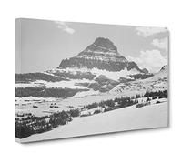 Ansel Adams Glacier National Park Logans Pass Photograph Vintage Canvas Wall Art Print Ready to Hang, Framed Picture for Living Room Bedroom Home Office Décor, 30x20 Inch (76x50 cm)