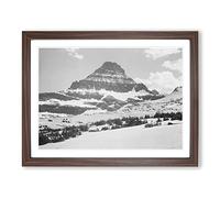 Ansel Adams Glacier National Park Logans Pass Photograph Vintage Framed Print | A4 Walnut Framed Wall Art | Ready to Hang | Classic Landscape Picture | Living Room Bedroom Lounge Office