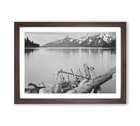 Ansel Adams Jackson Lake in Grand Teton Wyoming Framed Print | A2 Walnut Framed Wall Art | Ready to Hang | Modern Landscape Picture | Living Room Bedroom Lounge Office