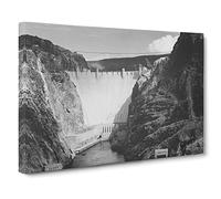 Ansel Adams Looking Down the Colorado River Photograph Canvas Print | Gallery Wrapped 30mm Frame Wall Art | 24x16 inches | Ready to Hang | Retro Landscape Picture | Living Room Bedroom Lounge Office