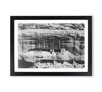 Ansel Adams Mesa Verde National Park Cliff Framed Print | A2 Oak Framed Wall Art | Ready to Hang | Modern Landscape Picture | Living Room Bedroom Lounge Office
