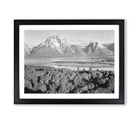 Ansel Adams Mount Moran in Grand Teton Wyoming Framed Print A3 Black