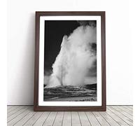 Ansel Adams Old Faithful Geyser Erupting in Framed Print Walnut A4 | Ready to Hang, Satin Fine Art Paper, Fade-Resistant Inks, Acrylic Glazing, Securely Packaged, Made in the UK