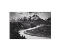 Ansel Adams-Tetons And The Snake River-Black And White Landscape Photos Canvas Wall Art Prints Poster Photo Picture Painting Poste