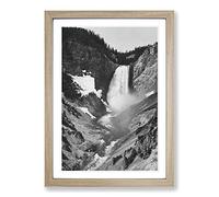 Ansel Adams Yellow Stone Falls Framed Print | A2 Oak Framed Wall Art | Ready to Hang | Modern Nature Picture | Living Room Bedroom Lounge Office