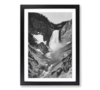 Ansel Adams Yellow Stone Falls Framed Wall Art Print A2 Black