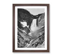 Ansel Adams Yellow Stone Falls Vintage Photograph Framed Print | A2 Walnut Framed Wall Art | Ready to Hang | Classic Nature Picture | Living Room Bedroom Lounge Office