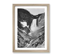 Ansel Adams Yellow Stone Falls Vintage Photograph Framed Print | A4 Oak Framed Wall Art | Ready to Hang | Classic Nature Picture | Living Room Bedroom Lounge Office