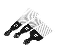 Anself 3Pcs Afro Combs, Professional Metal African American Hair Comb for Hairdressing Styling Tool