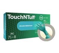 Ansell TouchNTuff 92-500 Disposable Nitrile Gloves, Powdered and Food Certified, High Chemical Resistance and Mechanical Protection, Professional Safety Gloves, Green, Size S (100 Gloves)
