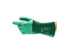 Ansell AlphaTec 08-354 Chemical Resistant Gloves, Heavy Duty Protection, Liquids, Solvents, Acids, Industrial PPE, Neoprene Glove Men Women, Green, Size M (12 Pairs)