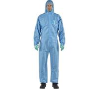 Ansell AlphaTec 1500 Model 111, Disposable Work Overall with Hood, Chemical Protection Type 5/6, Water Repellent Coverall Suit, Industrial Safety Workwear, Men Women, Blue, Size XL (1 Unit)