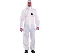 Ansell AlphaTec 1500 PLUS Model 111, Disposable Work Overall with Hood, Chemical Protection Type 5, Water Repellent and Flame-retardant, Industrial Safety Workwear, Men Women, White, Size L (1 Unit)