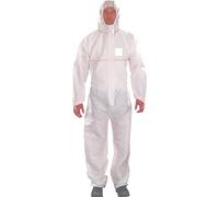 Ansell AlphaTec 1500 PLUS Model 111, Disposable Work Overall with Hood, Chemical Protection Type 5, Water Repellent and Flame-retardant, Industrial Safety Workwear, Men Women, White, Size M (1 Unit)