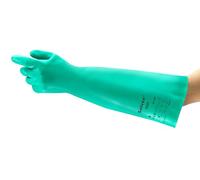 Ansell AlphaTec 37-185 Nitrile Work Gloves, Industrial Chemicals and Food, Chemical Protection, Latex-Free, Chemical Gloves, Acid Resistant, Women Men, Green, Size XL (12 Pairs)