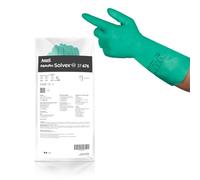 Ansell AlphaTec 37-676 Chemical Resistant Gloves, High-Performance Nitrile Compound, Strong Protection against Acids and Solvents, Food Approved, Industrial Safety Gloves, Green, Size XL (12 Pairs)