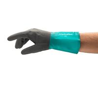 Ansell AlphaTec 58-530B Chemical Resistant Work Gloves, Unrivalled Chemical Protection, Comfortable with Confident Grip, Industrial PPE, Safety Workwear, Men Women, Green, Size M (6 Pairs)
