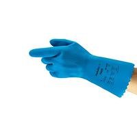 Ansell AlphaTec 87-029 Multi-Purpose Work Gloves, Chemical Resistant, Food Contact Approved, Industrial PPE, Safety Glove in Latex, Men Women, Reusable, Blue, Size XL (12 Pairs)