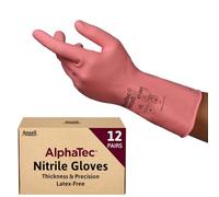 Ansell AlphaTec 87-085 Multipurpose Latex Gloves with Long Cuff, Chemical Protection and Food Safety, Reusable Kitchen Gloves, Household Cleaning and Dishwashing, Pink, Size S (12 Pairs)