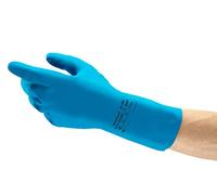 Ansell AlphaTec 87-195 Multi-Purpose Work Gloves, Food Contact Approved, Ultra Thin Design with High Tactility, Industrial PPE, Safety Glove in Latex, Reusable, Blue, Size L (12 Pairs)