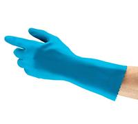 Ansell AlphaTec 87-315 Multi-Purpose Work Gloves, Chemical Resistant, Food Contact Approved, Designed for Comfort, Cotton Flocked, Safety Glove in Latex, Reusable, Blue, Size S (12 Pairs)