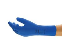 Ansell AlphaTec 87-665 Multi-Purpose Work Gloves, Chemical Resistant, Excellent Sensitivity and Flexibility, Cotton Flocked, Safety Glove in Latex, Reusable, Blue, Size L (12 Pairs)