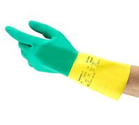Ansell AlphaTec 87-900 Multi-Purpose Work Gloves, Chemical Resistant, Durable Design, Strong Grip, Cotton Flocked, Industrial Safety Glove in Latex, Men Women, Green, Size XL (12 Pairs)