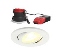Ansell APRIPG/1/WH Prism Pro Gimbal 5W-7W IP20 Dimmable Fire Rated LED Downlight Matt White 4xCCT Dual Wattage 2700K/3000K/4000K/6000K