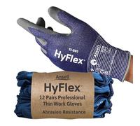Ansell HyFlex 11-561 Cut Resistant Work Gloves, Abrasion Resistant Nitrile Coating, Industrial Safety Gloves, Lightweight, Breathable and Washable, PPE Men Women, Blue, Size L (12 Pairs)