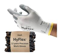 Ansell HyFlex 11-800 Professional Work Gloves, Abrasion Resistant Nitrile Coating with Firm Grip, Multipurpose Protection Gloves, Mechanical and Industrial Safety, White, Size XL (12 Pairs)