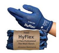 Ansell HyFlex 11-819 Ultrathin Work Gloves, Abrasion Resistant Nitrile Coating, Electrostatic Discharge Protection, Antistatic, Touchscreen, Industrial Safety, Blue, Size XL (12 Pairs)
